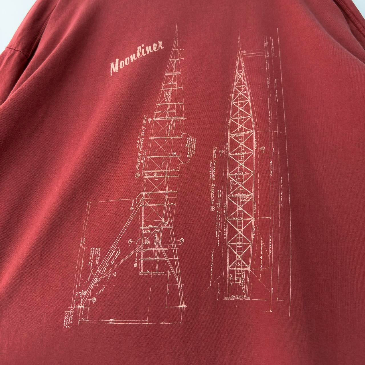 Vintage Disneyland Tomorrowland Moonliner Blueprints T Shirt (XXL)
