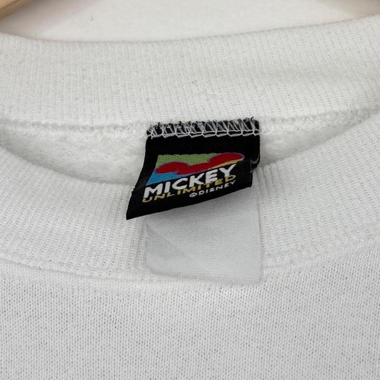 Vintage 90s Mickey Embroidered Spell Out White Sweatshirt (M)