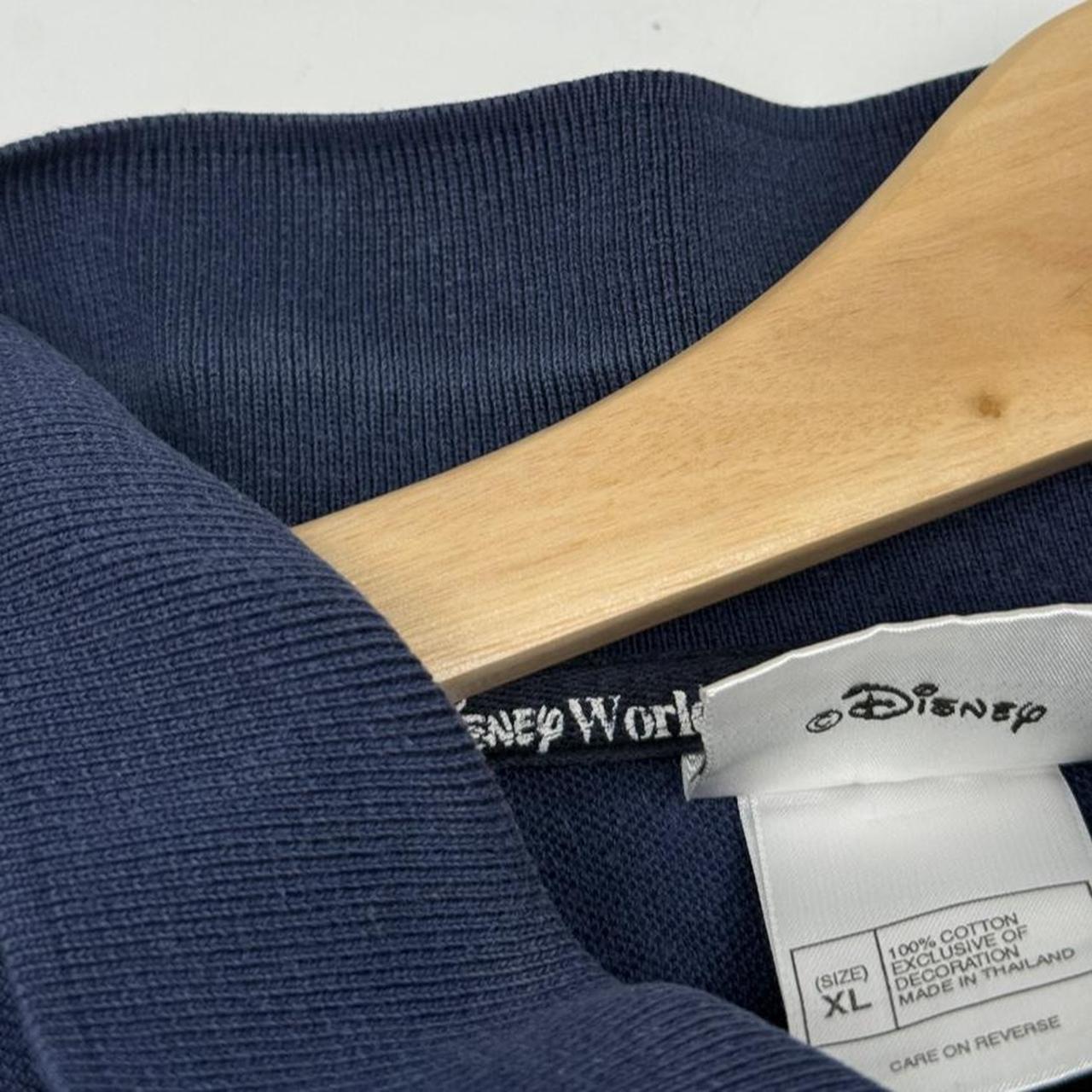 Vintage 00s Mickey Mouse Embroidered Emblem Navy Blue Polo Shirt (XL)