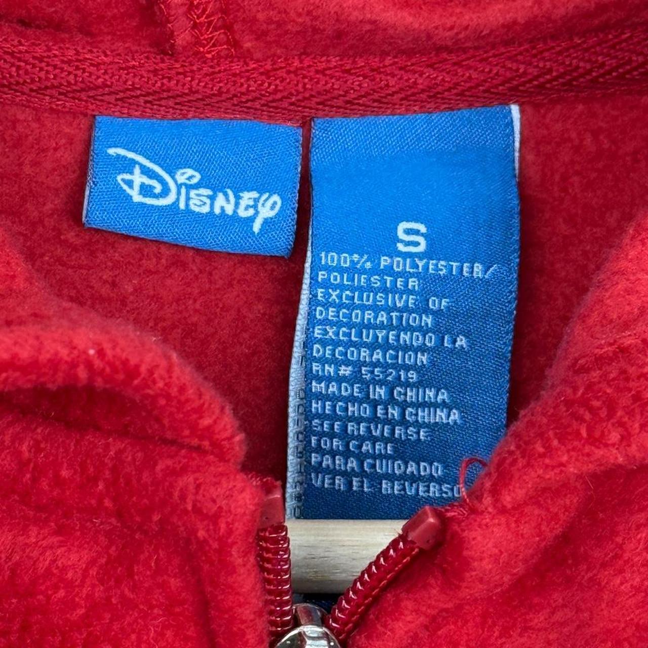 Disney Mickey & Friends Embroidered 2000s Red Fleece Zip Up Hoodie (S)