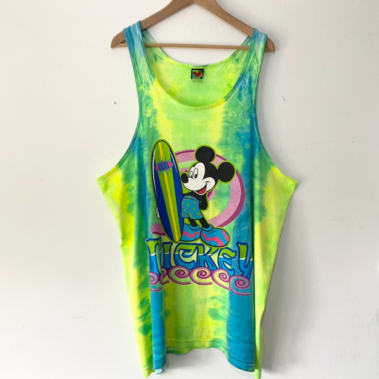 Vintage Mickey Surfing Tie Dye 90s Vest Top (XL)