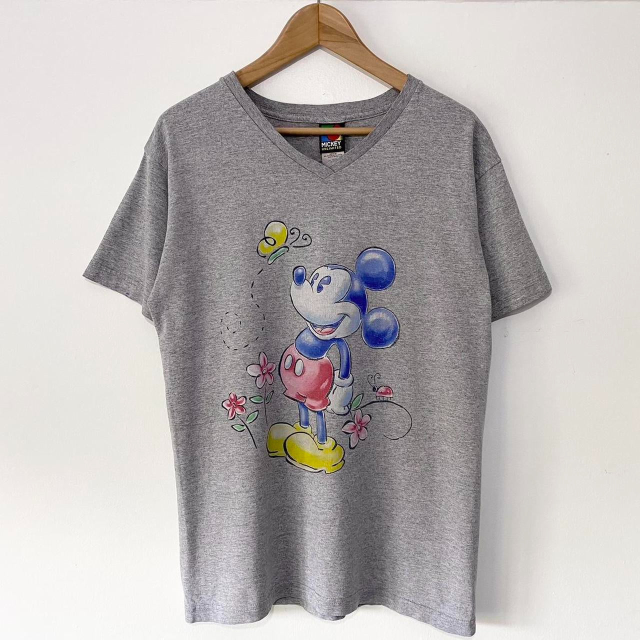 Vintage Butterfly Mickey V Neck 90s T Shirt (M)