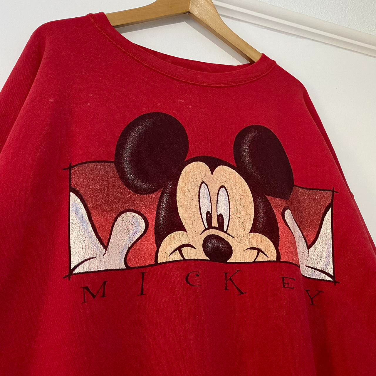 Vintage Mickey Mouse 90s Red Sweatshirt (XL)