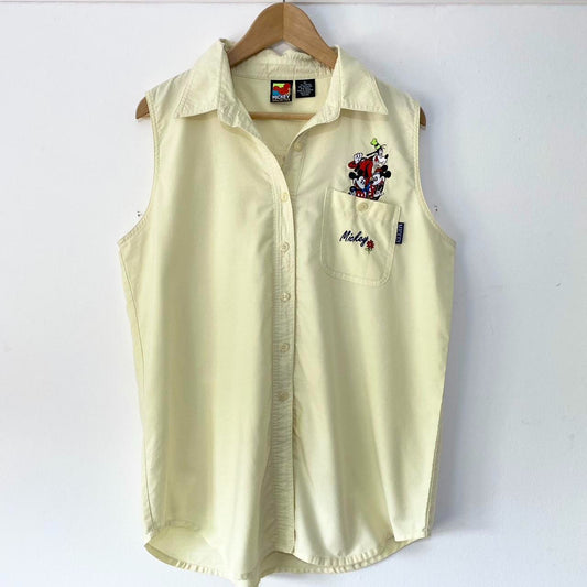 Vintage Disney Embroidered Collared 90s Vest Shirt (Women's XL)