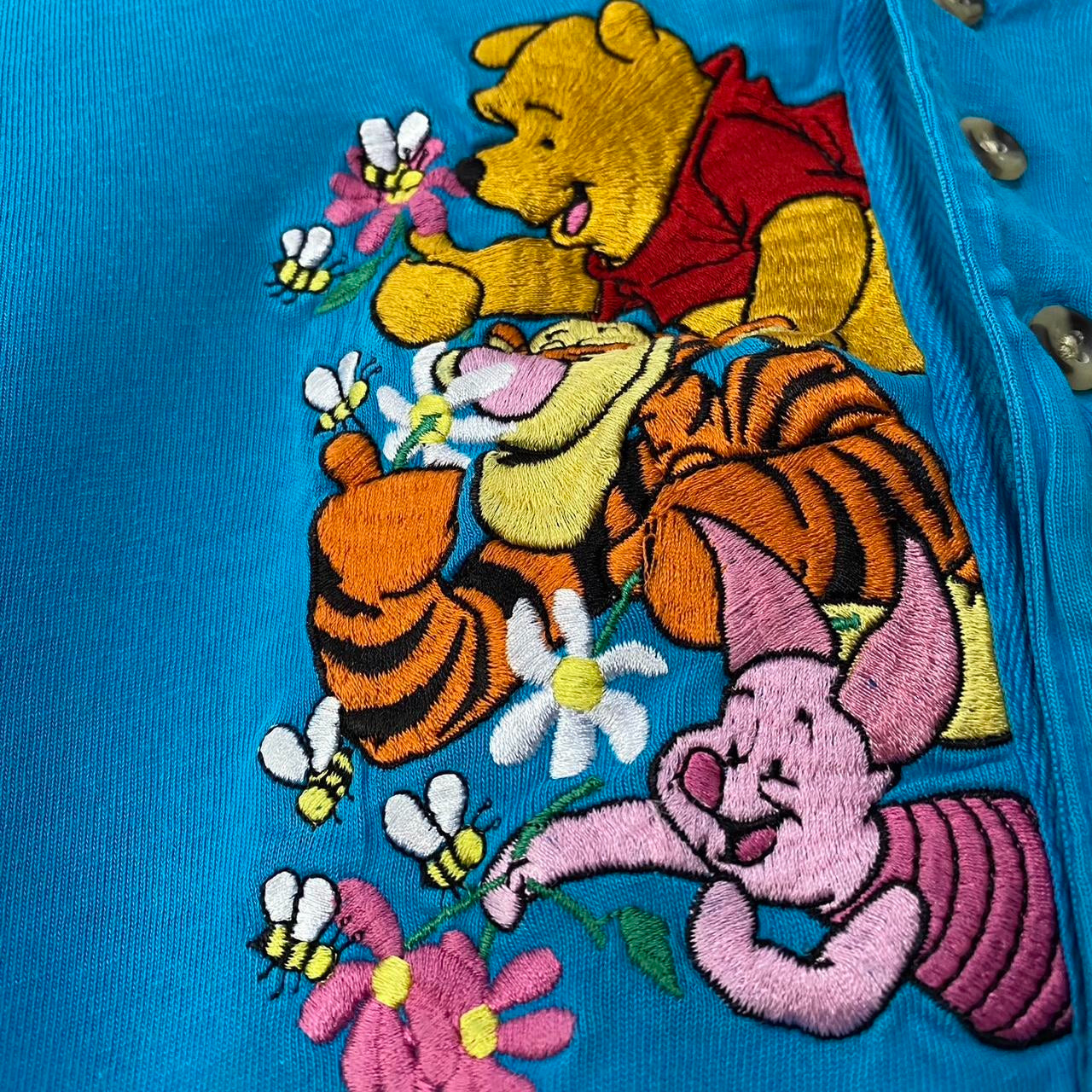 Vintage Pooh & Friends Flowers Henley 90s T Shirt (M)