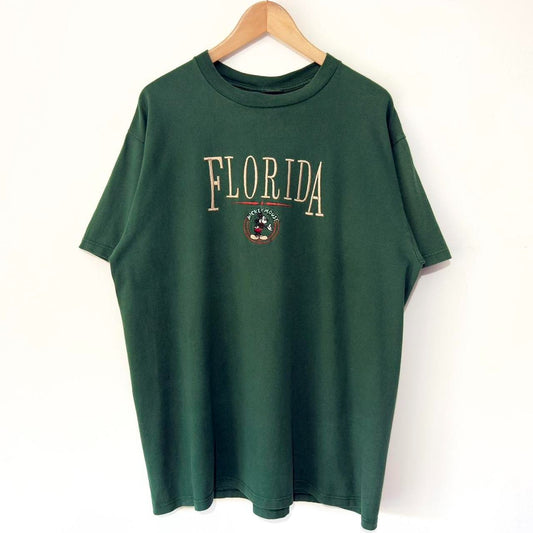 Vintage Florida Mickey Mouse Embroidered Spell Out 90s T Shirt (XL)