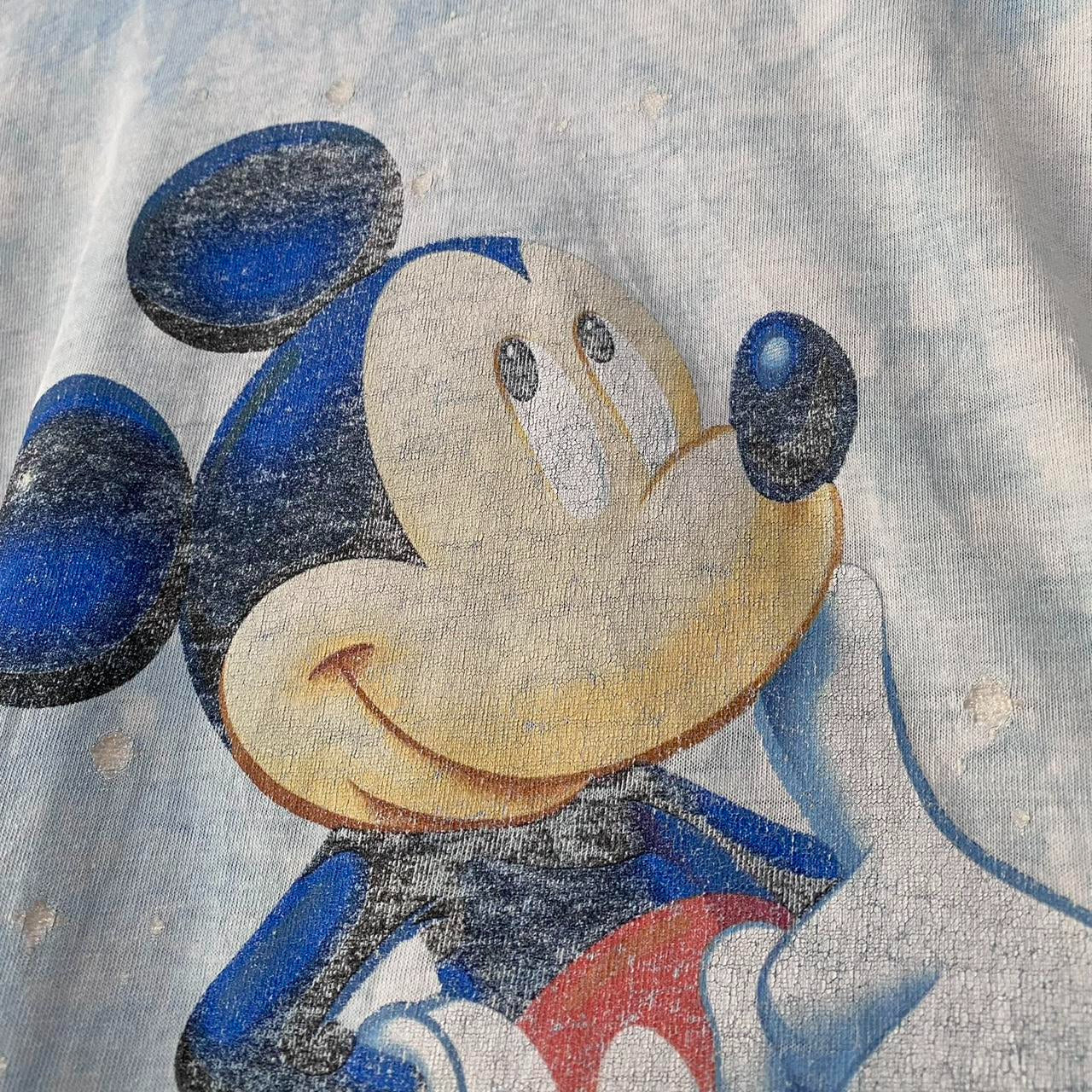 Vintage Mickey Mouse Blue Tie Dye T Shirt (XL)