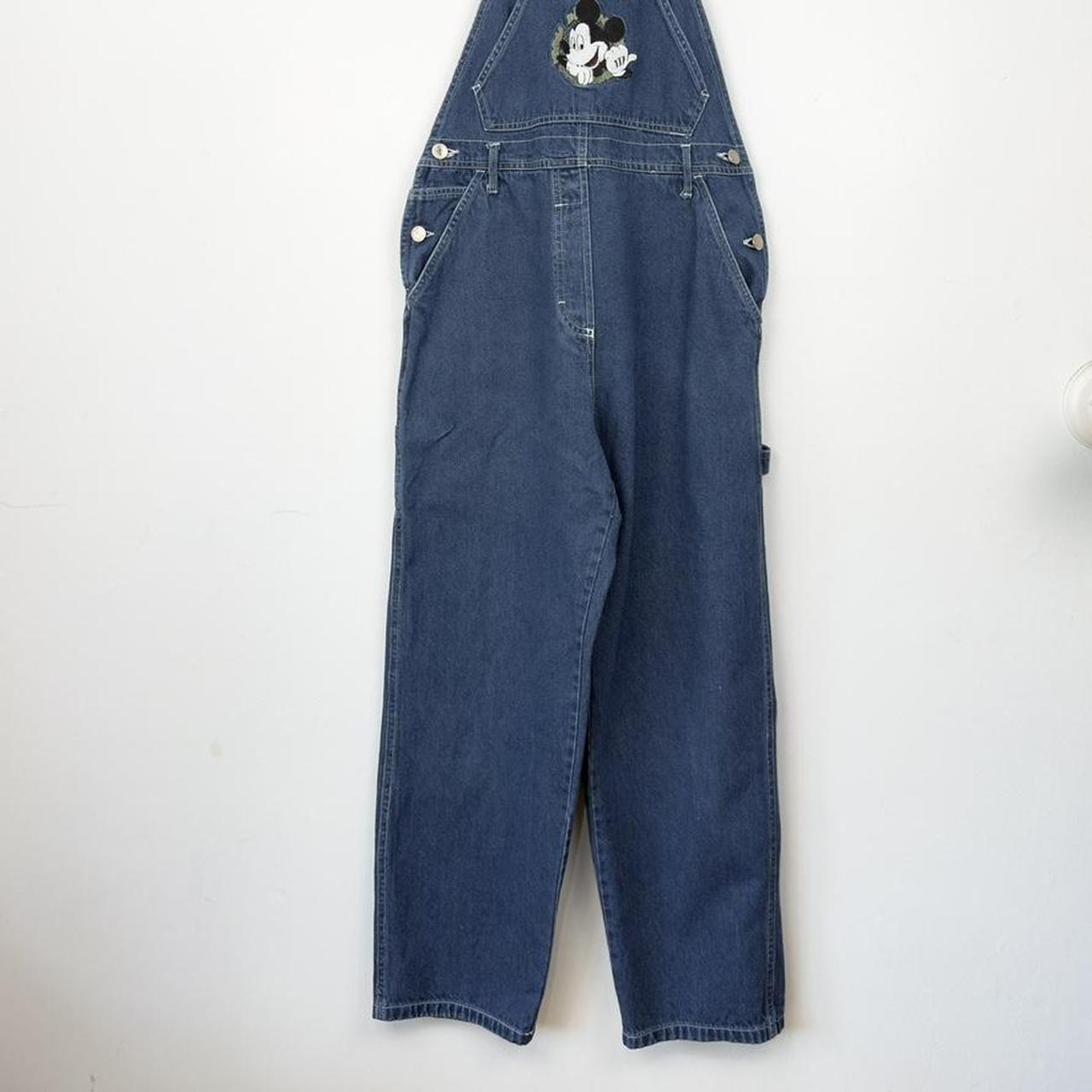 Vintage 90s Mickey Mouse Embroidered Navy Blue Dungarees (L)