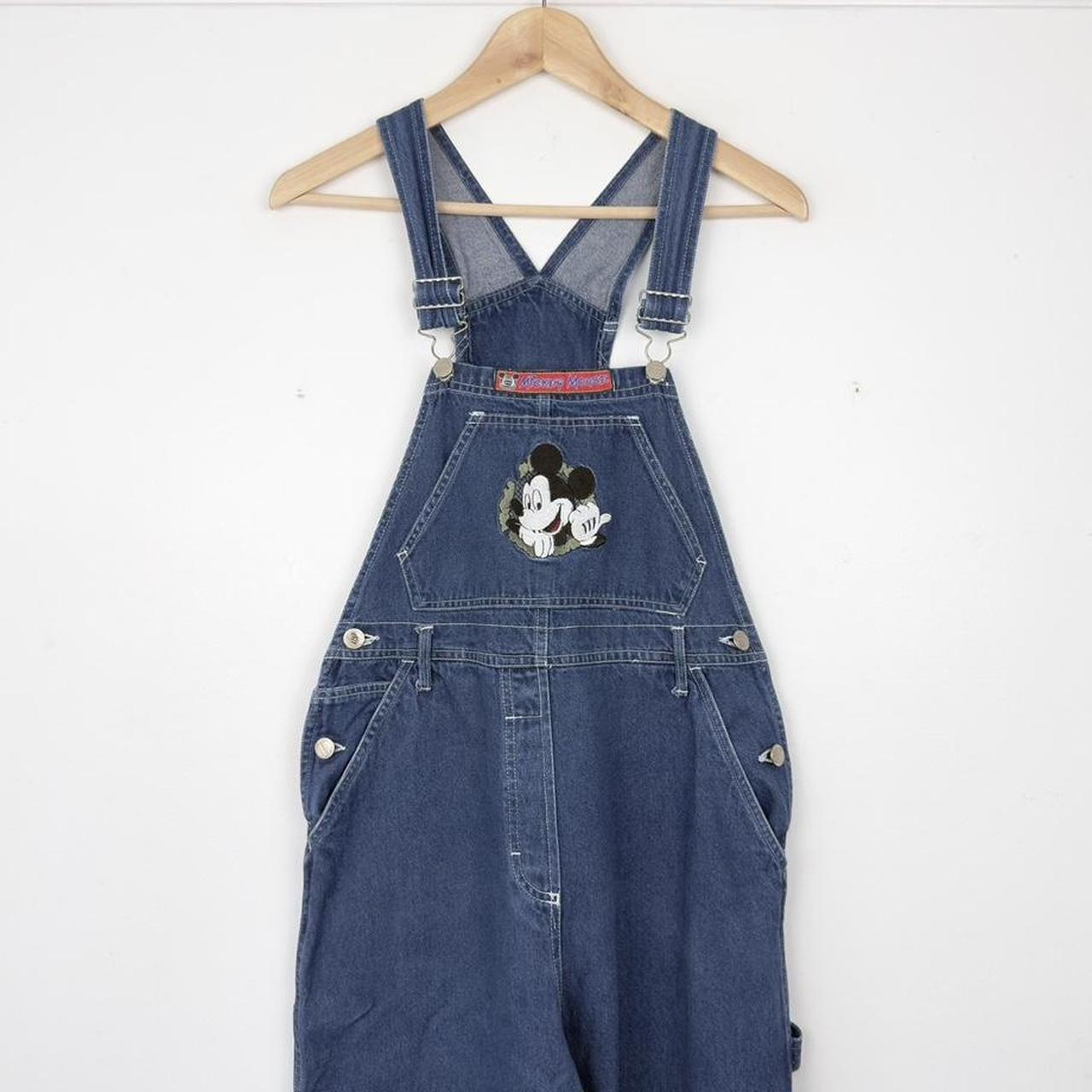 Vintage 90s Mickey Mouse Embroidered Navy Blue Dungarees (L)