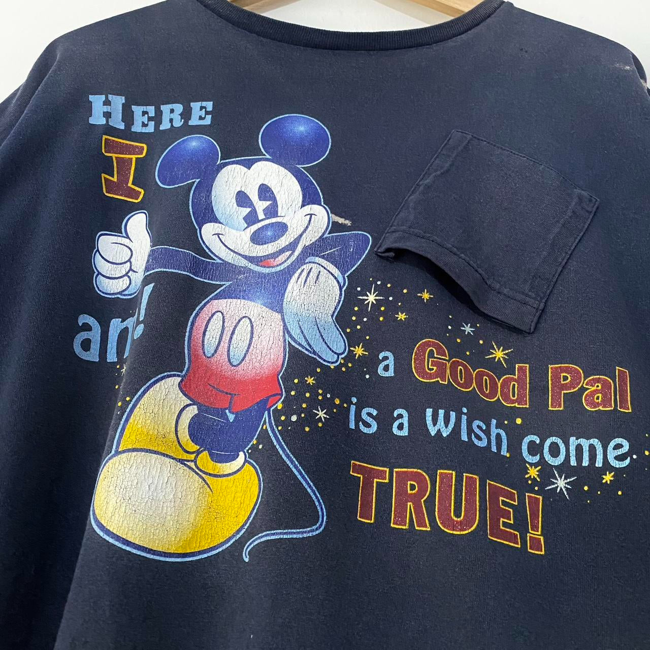 Mickey Wish Come True Distressed 00s T Shirt (XL)