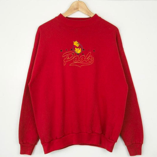 Vintage 90s Winnie the Pooh Embroidered Red Sweatshirt (L)