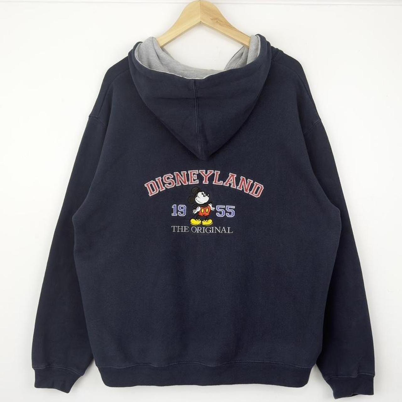 Vintage 00s Disneyland Mickey Mouse Embroidered Zip Up Navy Hoodie (L)