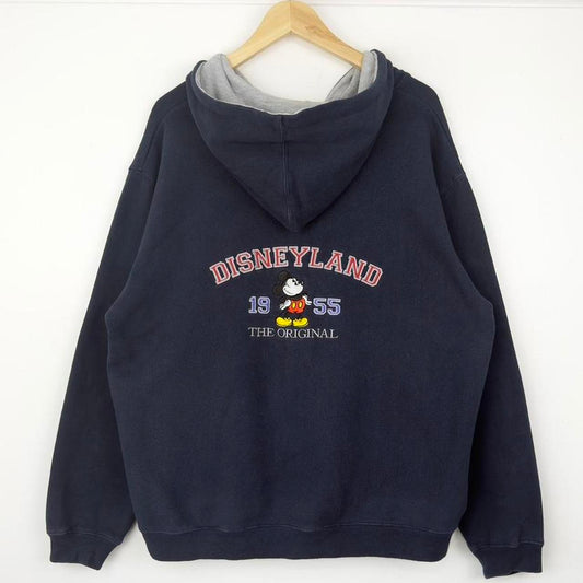 Vintage 00s Disneyland Mickey Mouse Embroidered Zip Up Navy Hoodie (L)