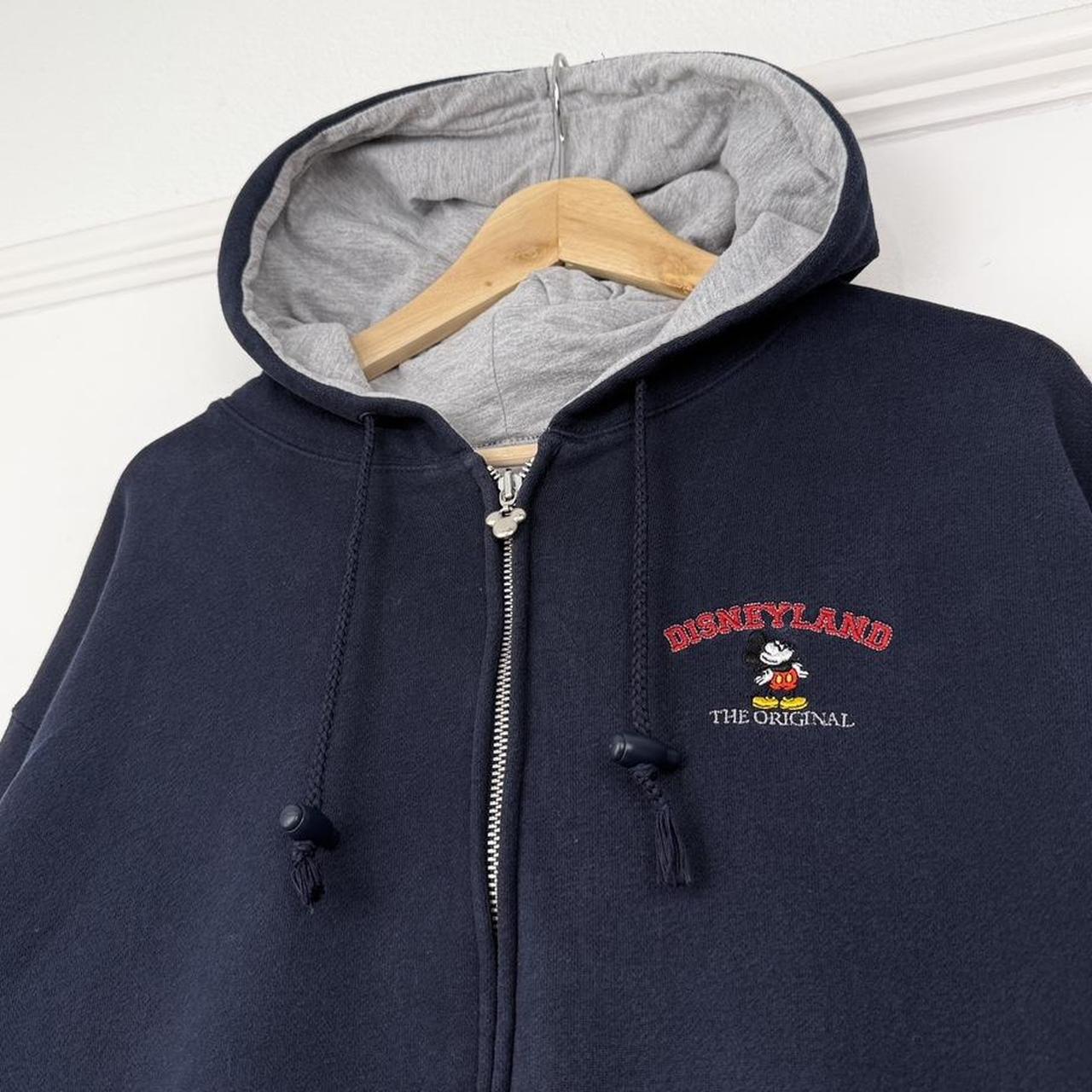 Vintage 00s Disneyland Mickey Mouse Embroidered Zip Up Navy Hoodie (L)