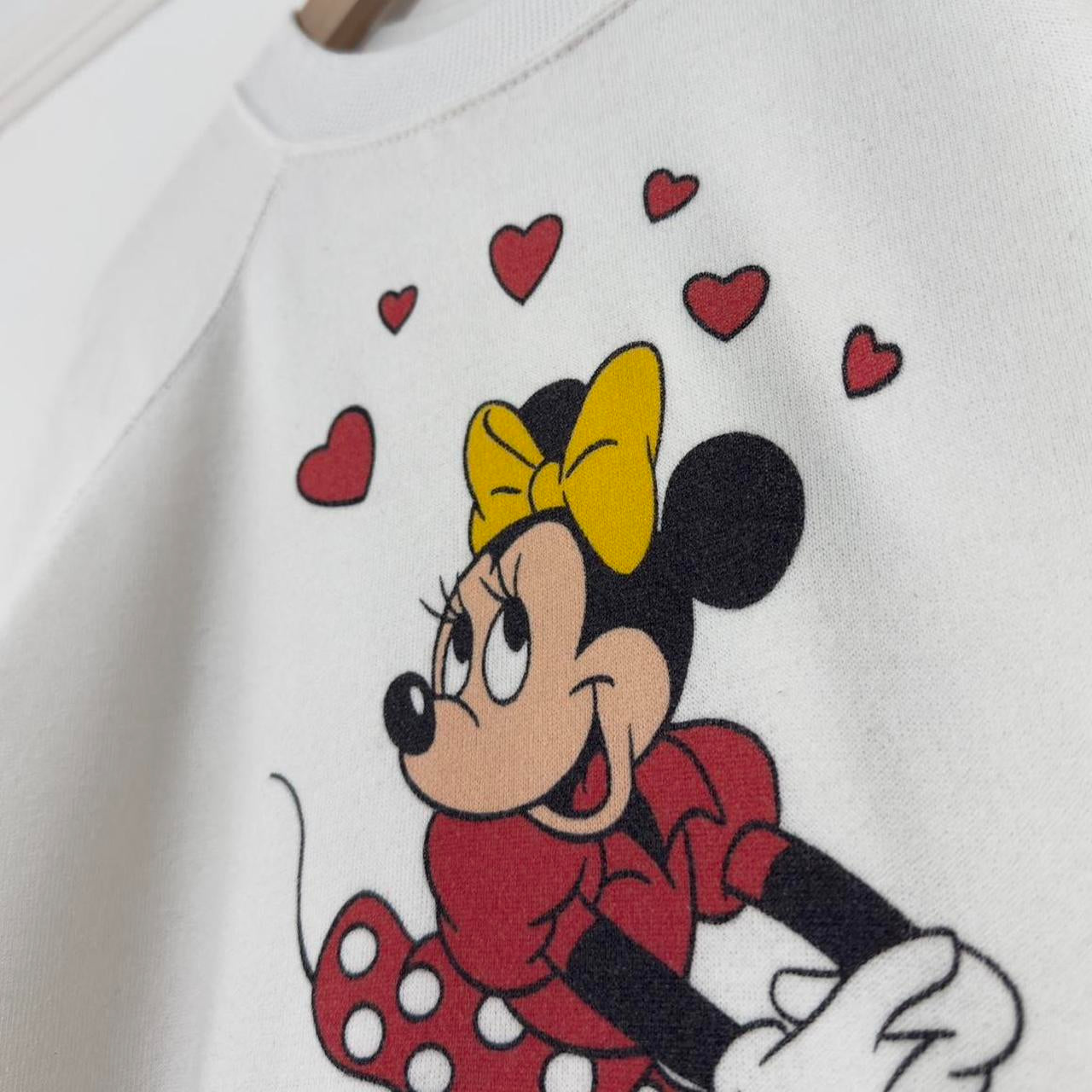Vintage Minnie Mouse Love Hearts 80s Sweatshirt (L)