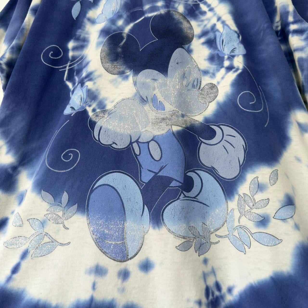 Vintage Tie Dye Mickey, Leaves & Butterflies 90s T Shirt (Women's 1X)