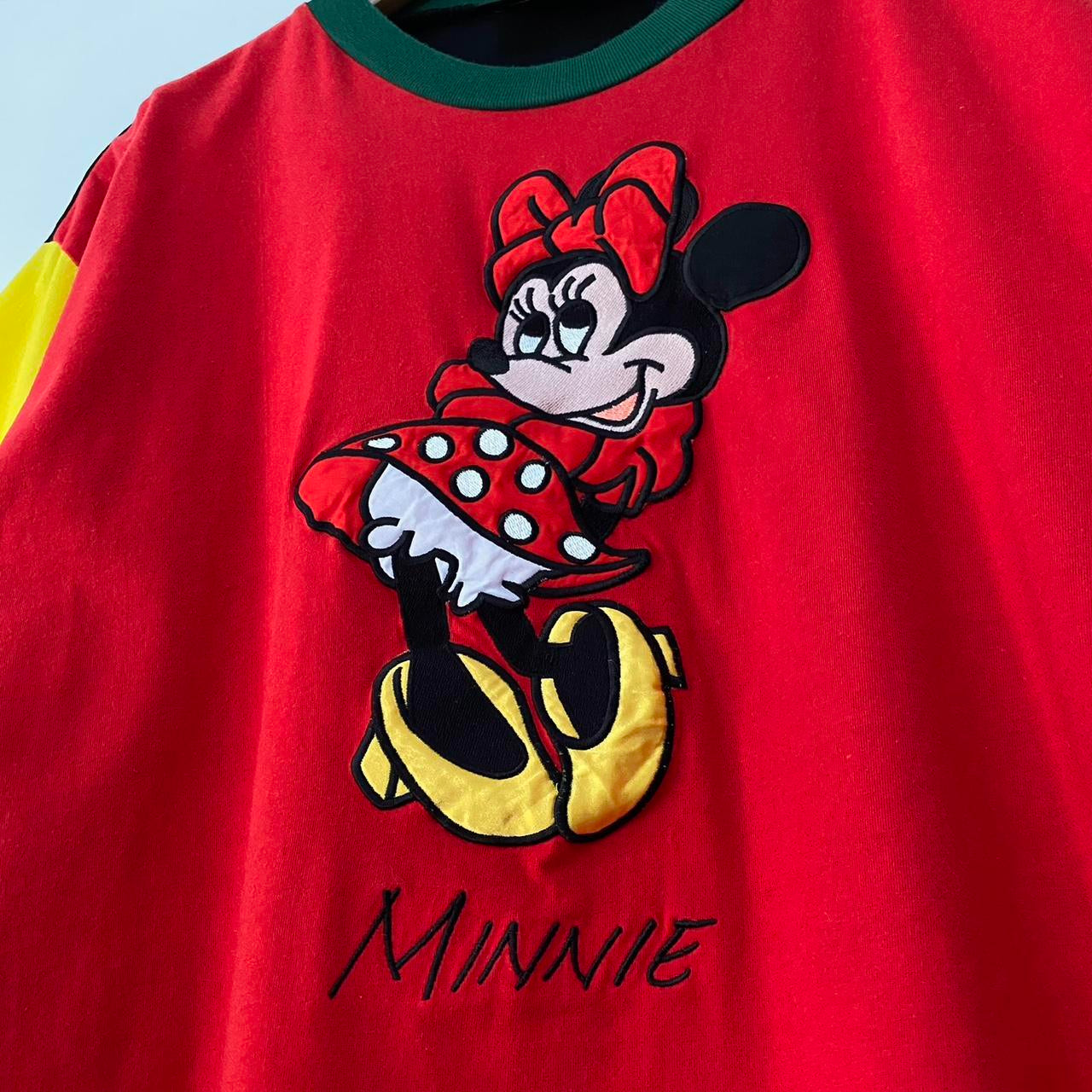 Vintage Minnie Mouse Colour Block 90s T Shirt (M)