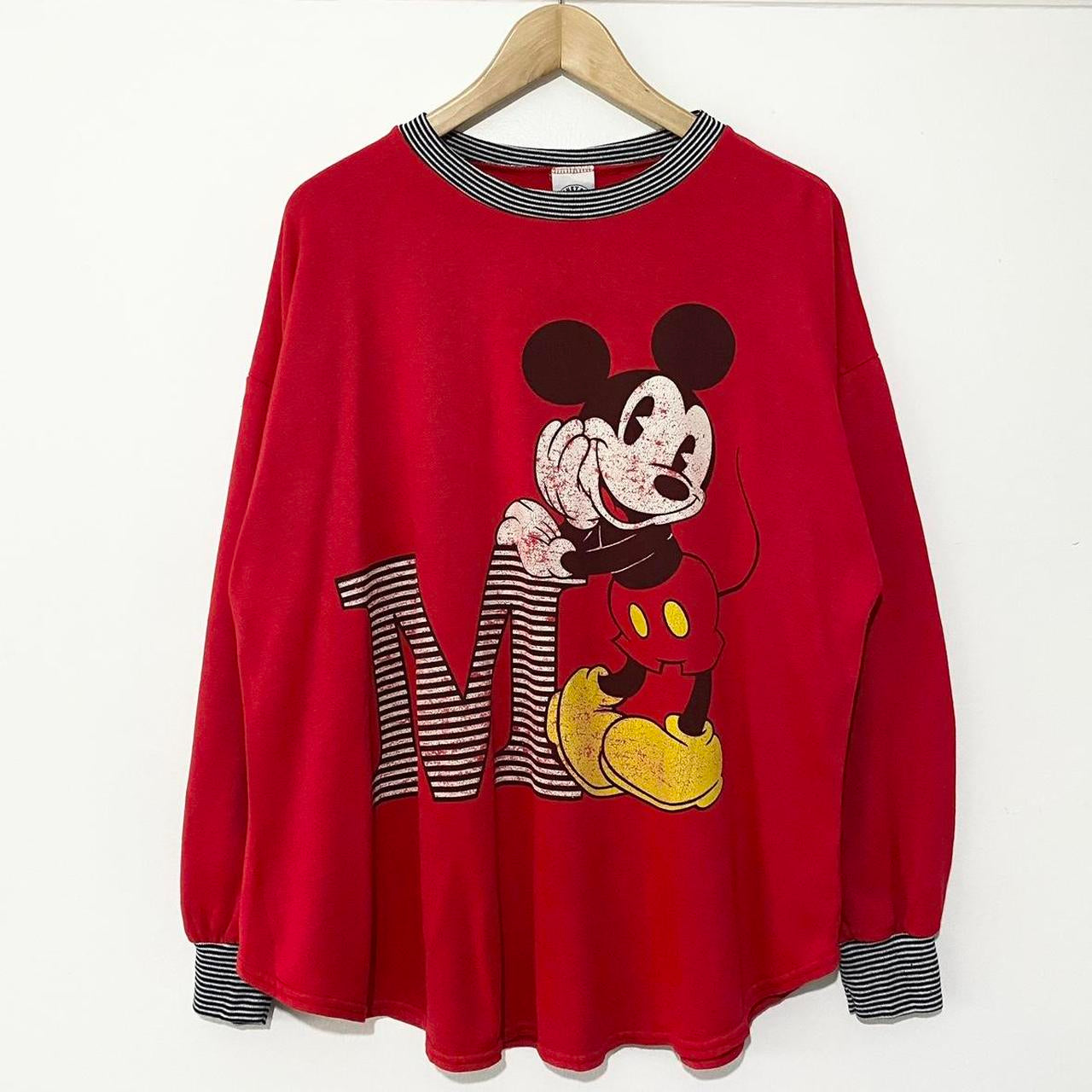 Vintage Mickey Mouse Striped M Sweatshirt (L)