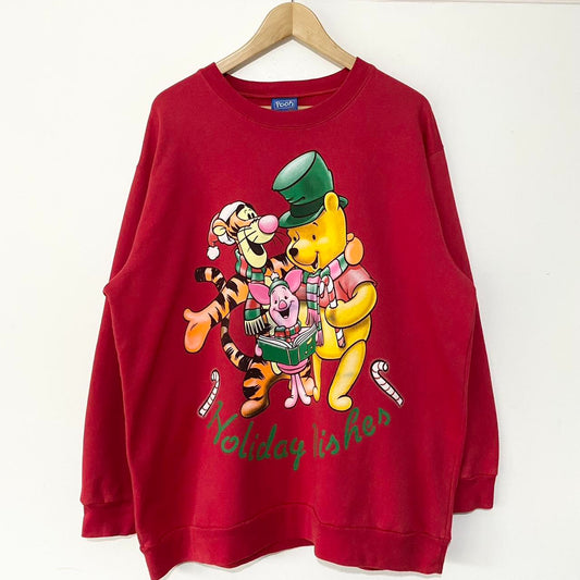 Vintage Pooh & Friends Holiday Wishes Sweatshirt (L)