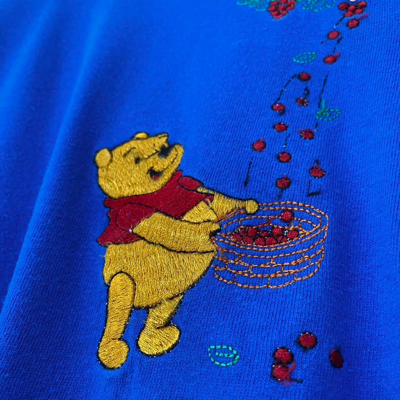 Vintage Pooh & Piglet Fruit Tree Embroidered Pocket T Shirt (XL)