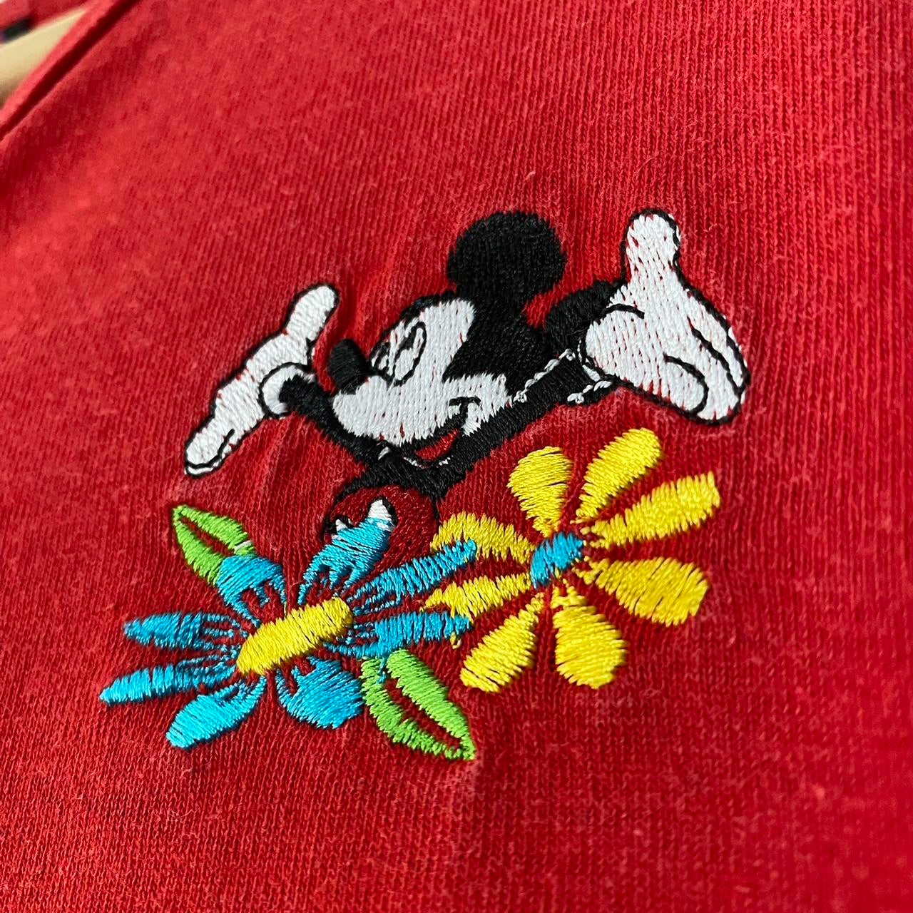 Vintage Mickey Mouse Flowers Embroidered 90s T Shirt (S)