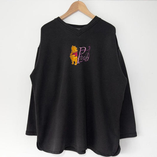 Vintage Pooh Embroidered 90s V Neck Sweatshirt (XL)