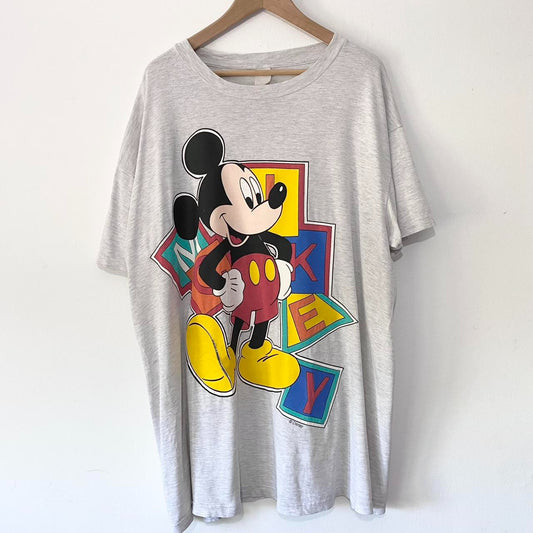 Vintage Mickey Mouse Letters 90s T Shirt (XXL)