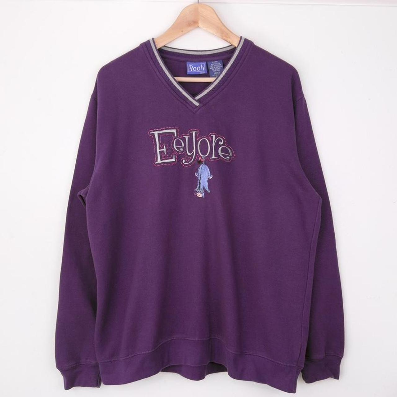 Vintage 90s Eeyore Embroidered Pooh Purple V Neck Sweatshirt (L)