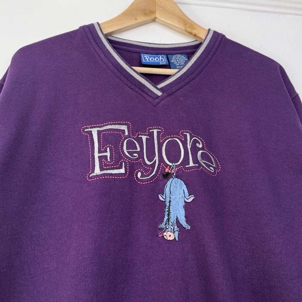 Vintage 90s Eeyore Embroidered Pooh Purple V Neck Sweatshirt (L)