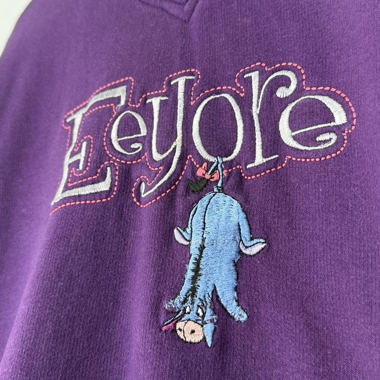 Vintage 90s Eeyore Embroidered Pooh Purple V Neck Sweatshirt (L)