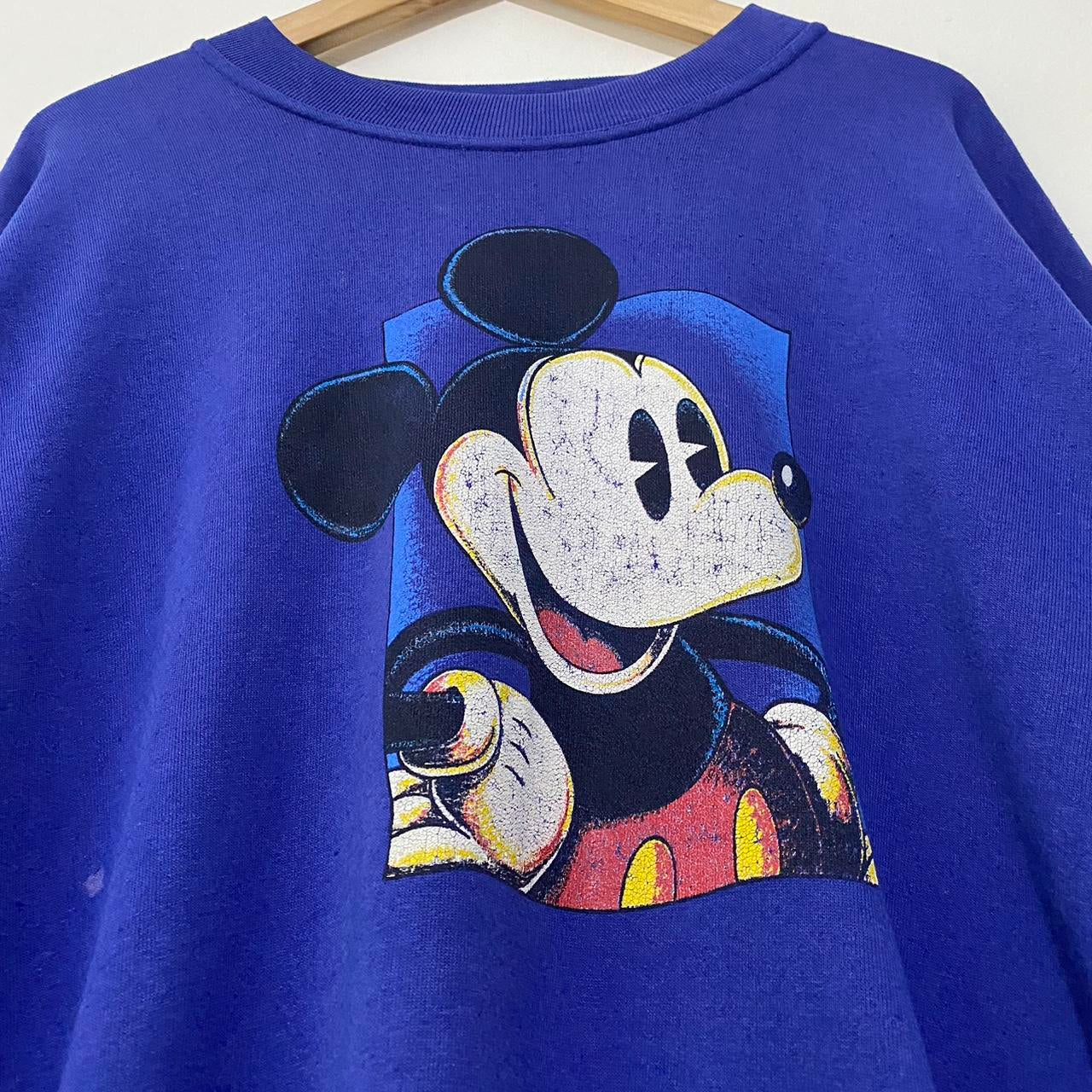 Vintage Mickey Mouse Blue 90s Sweatshirt (XL)