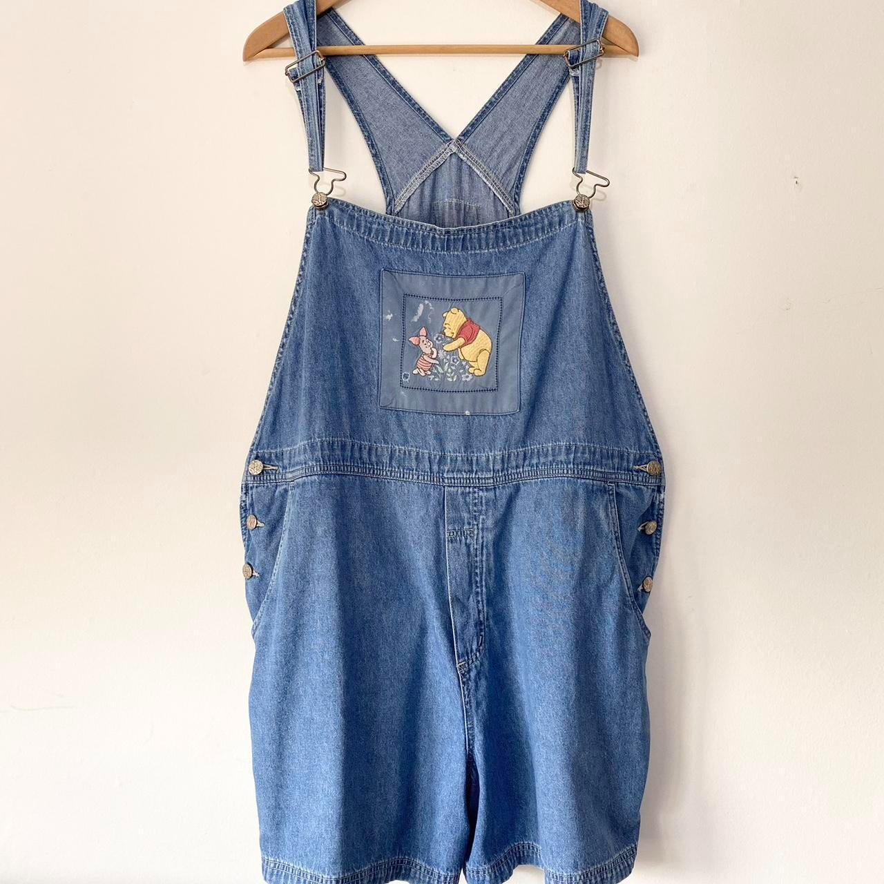 Vintage Pooh & Friends Embroidered Shorts Dungarees (XXL)