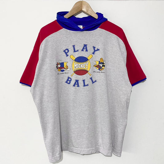 Vintage Mickey Play Ball 90s Hoodie T Shirt (L/XL)