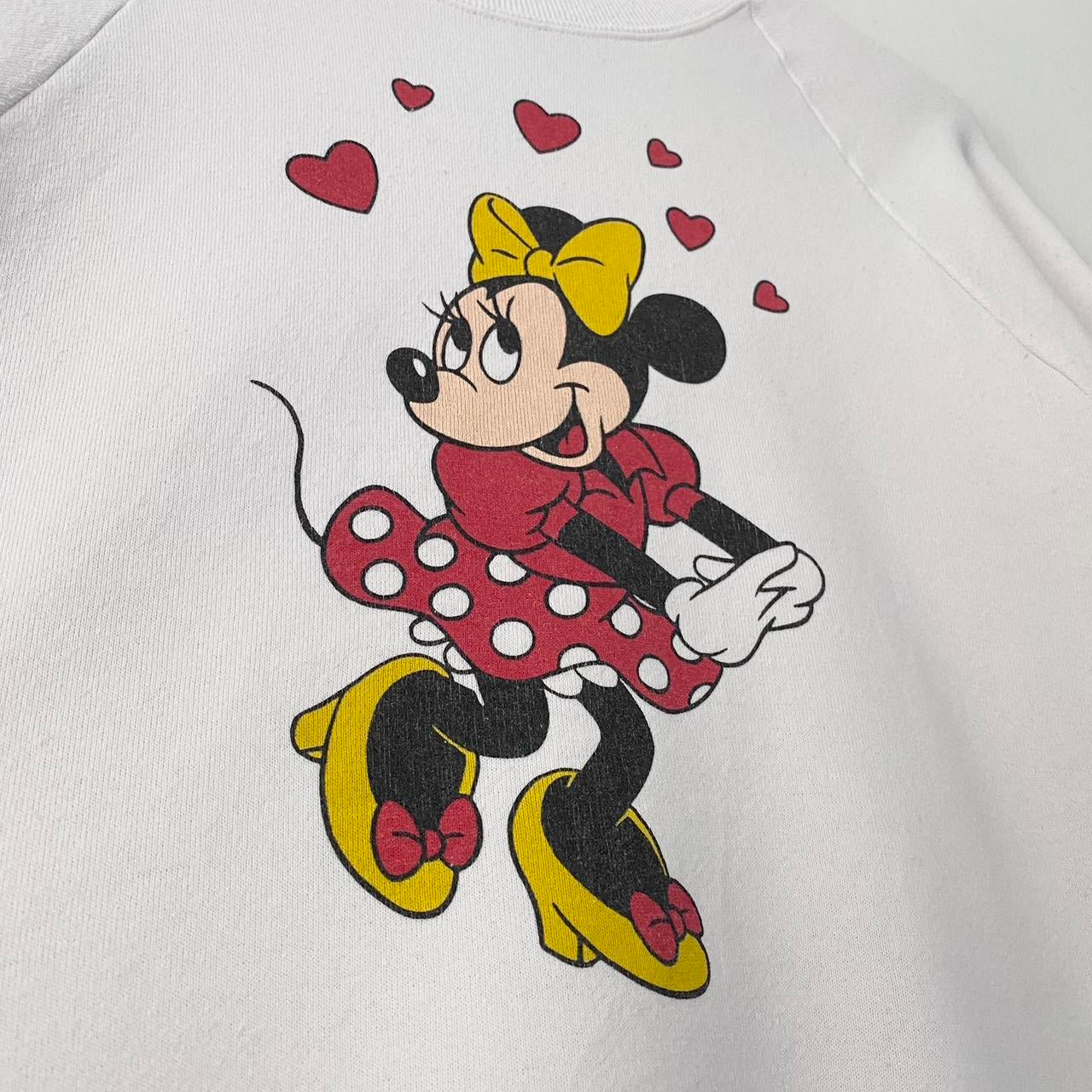 Vintage Minnie Mouse Love Hearts 80s Sweatshirt (S)