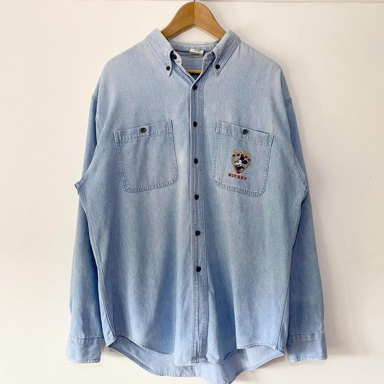 Vintage Mickey Embroidered 90s Denim Shirt (M)