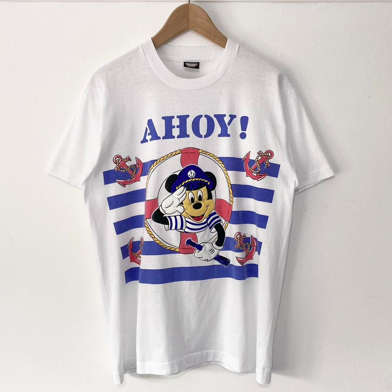 Vintage Mickey Ahoy! Sailing 90s T Shirt (M)