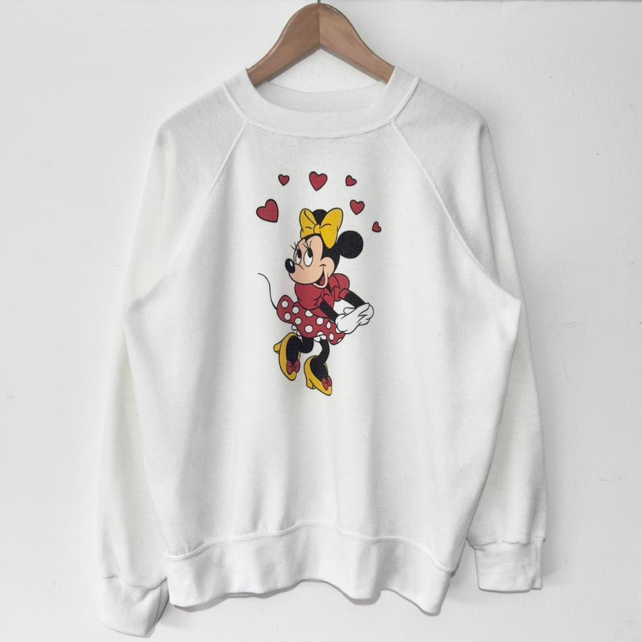 Vintage Minnie Mouse Love Hearts 80s Sweatshirt (L)
