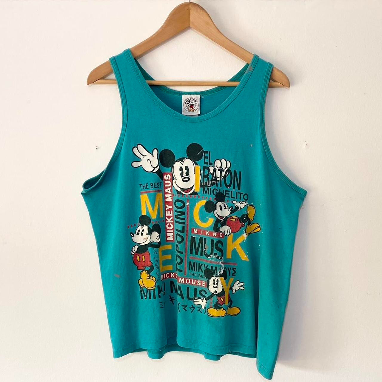 Vintage Mickey Different Languages Thrashed Vest Top (Boxy L)