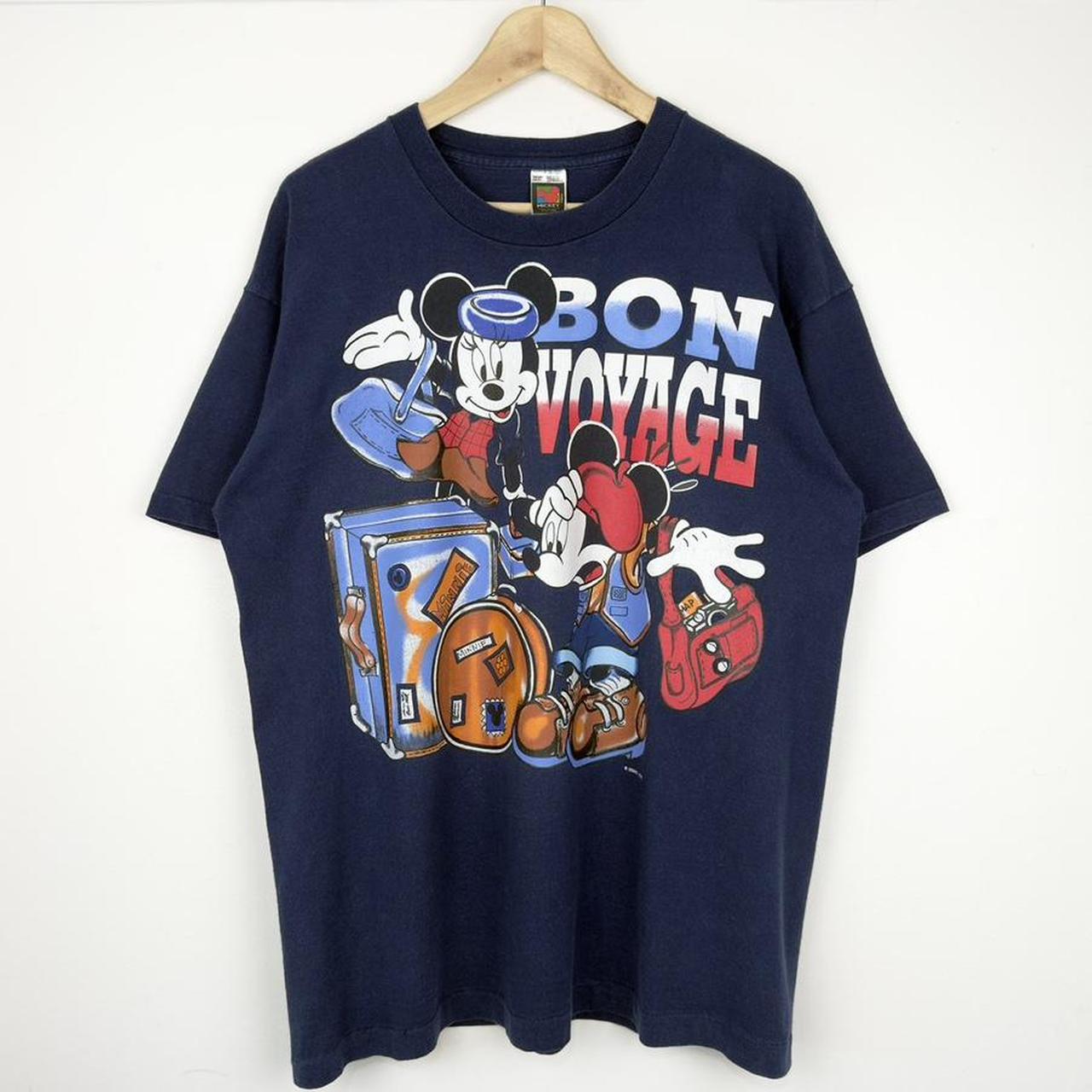 Vintage 90s Mickey & Minnie Bon Voyage Navy T Shirt (XL)