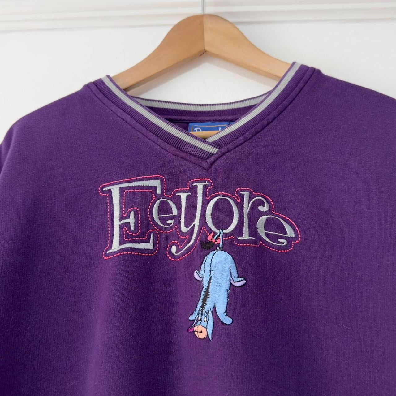 Vintage Eeyore Embroidered V Neck Sweatshirt (L)