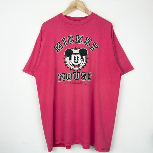 Vintage 90s Mickey Mouse Authentic Sport Pink T Shirt (XL)