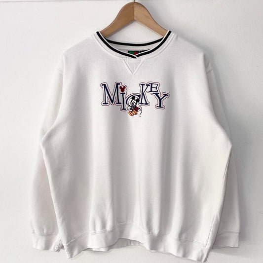 Vintage Mickey Embroidered Letters Sweatshirt (Boxy L)