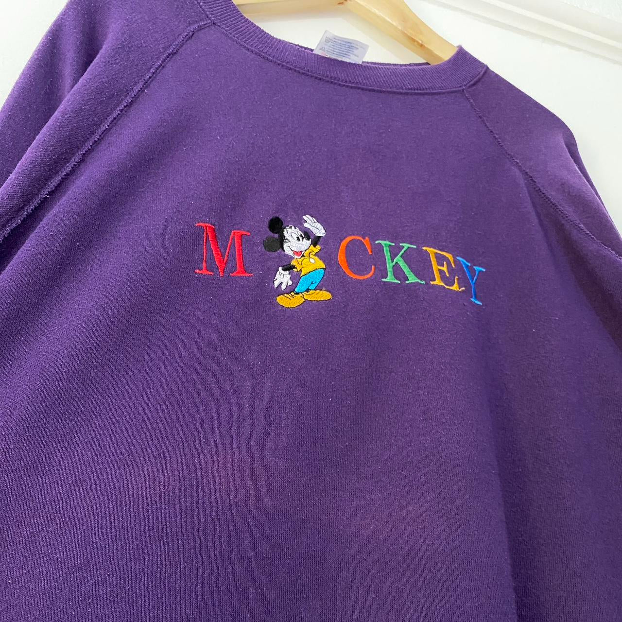 Vintage Mickey Mouse Purple 90s Sweatshirt (XL)