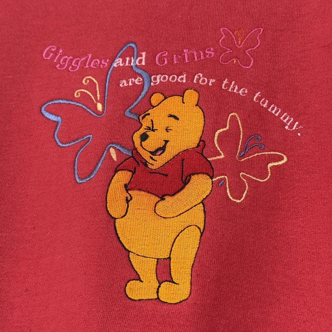 Vintage 90s Winnie the Pooh Giggles and Grins Embroidered Colour Block Sweatshirt (M)