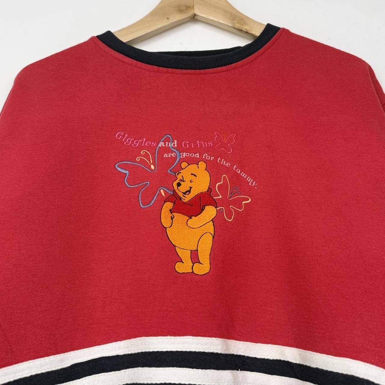 Vintage 90s Winnie the Pooh Giggles and Grins Embroidered Colour Block Sweatshirt (M)
