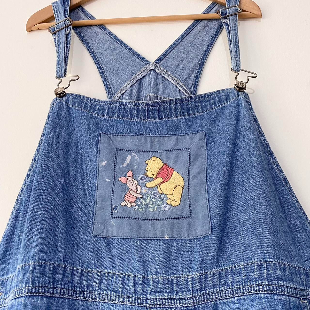 Vintage Pooh & Friends Embroidered Shorts Dungarees (XXL)