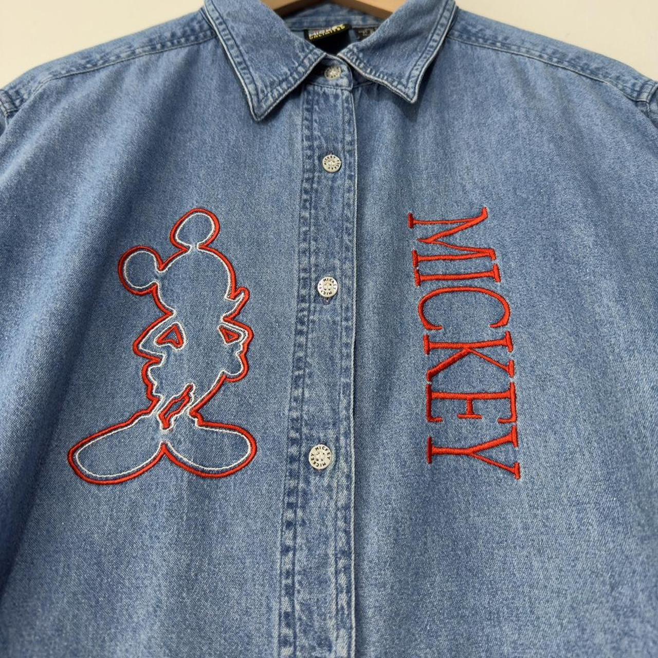 Vintage Mickey Embroidered 90s Denim Shirt (L)