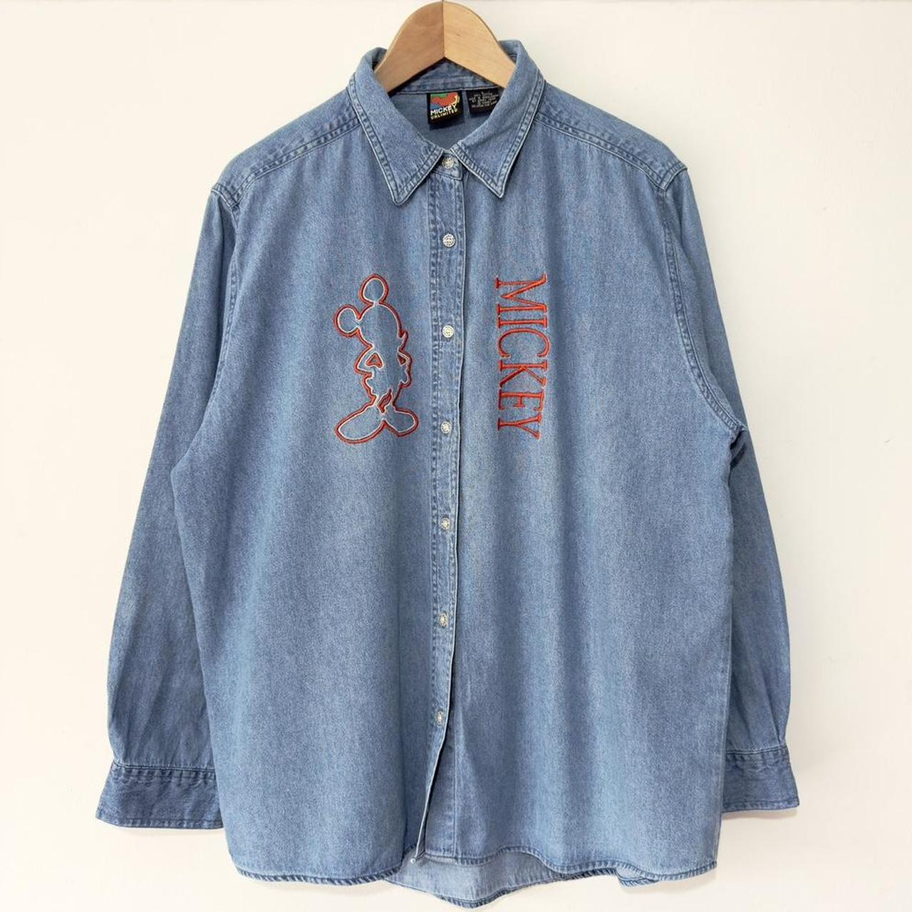 Vintage Mickey Embroidered 90s Denim Shirt (L)