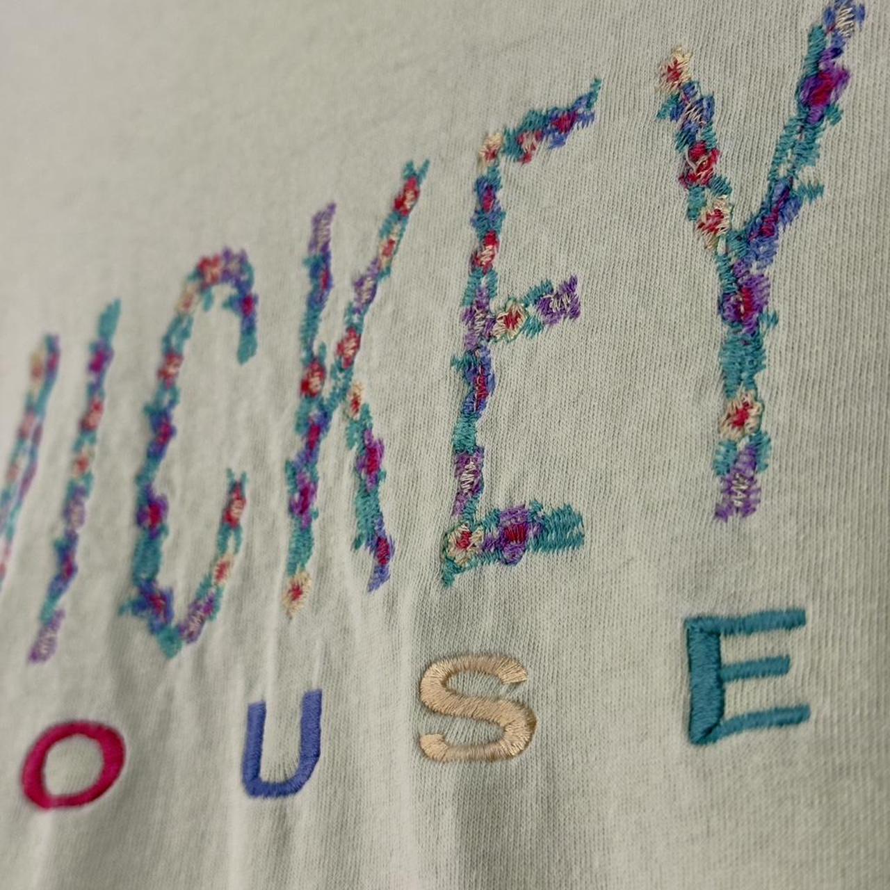 Vintage Mickey Flower Letters 90s T Shirt (L)