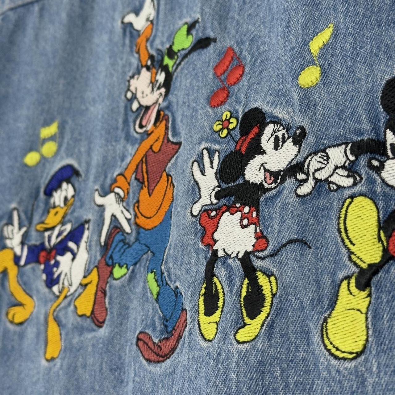 Vintage Dancing Mickey & Friends Embroidered 90s Denim Shirt (M)